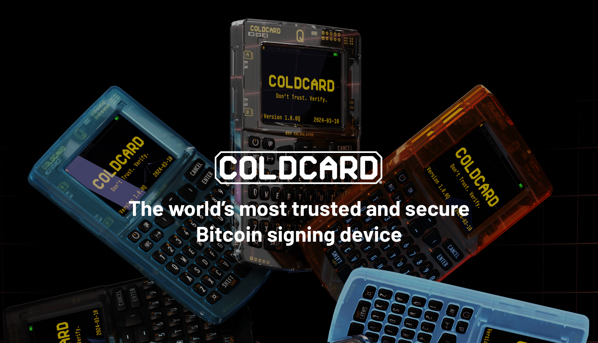 Coldcard Bitcoin signing devices with Coldcard logo